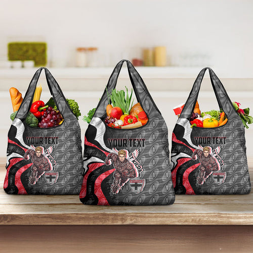 Personalised St Kilda Saints Grocery Bag Trippy Psychedelic Abstract Art Mascot Football Fans