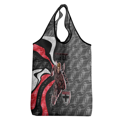 Personalised St Kilda Saints Grocery Bag Trippy Psychedelic Abstract Art Mascot Football Fans