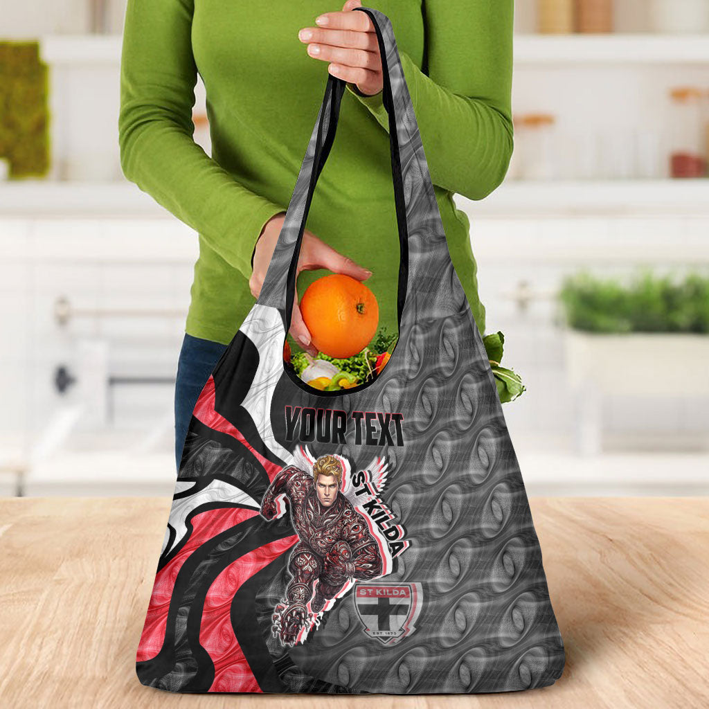 Personalised St Kilda Saints Grocery Bag Trippy Psychedelic Abstract Art Mascot Football Fans