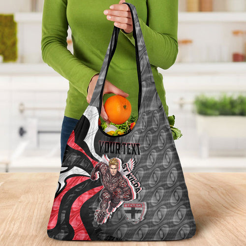 Personalised St Kilda Saints Grocery Bag Trippy Psychedelic Abstract Art Mascot Football Fans
