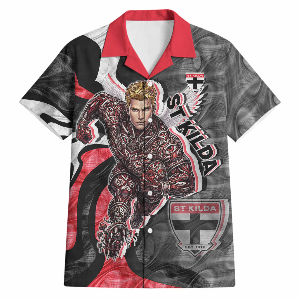 Personalised St Kilda Saints Hawaiian Shirt Trippy Psychedelic Abstract Art Mascot Football Fans