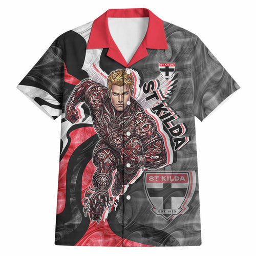 Personalised St Kilda Saints Hawaiian Shirt Trippy Psychedelic Abstract Art Mascot Football Fans