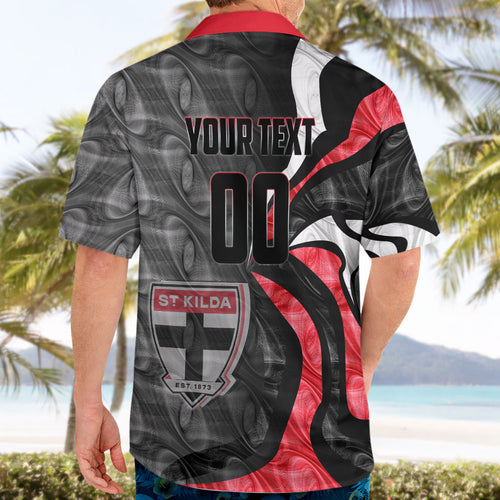 Personalised St Kilda Saints Hawaiian Shirt Trippy Psychedelic Abstract Art Mascot Football Fans
