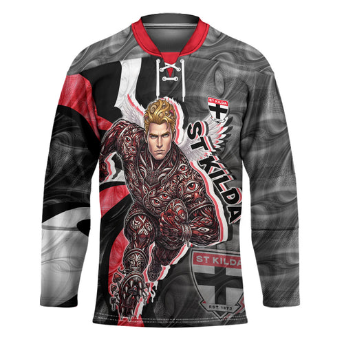 Personalised St Kilda Saints Hockey Jersey Trippy Psychedelic Abstract Art Mascot Football Fans