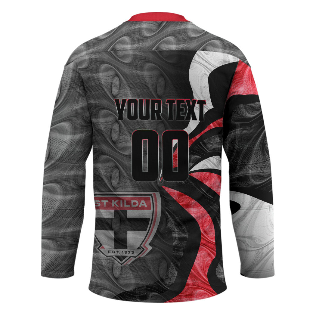 Personalised St Kilda Saints Hockey Jersey Trippy Psychedelic Abstract Art Mascot Football Fans