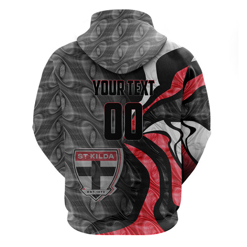 Personalised St Kilda Saints Hoodie Trippy Psychedelic Abstract Art Mascot Football Fans