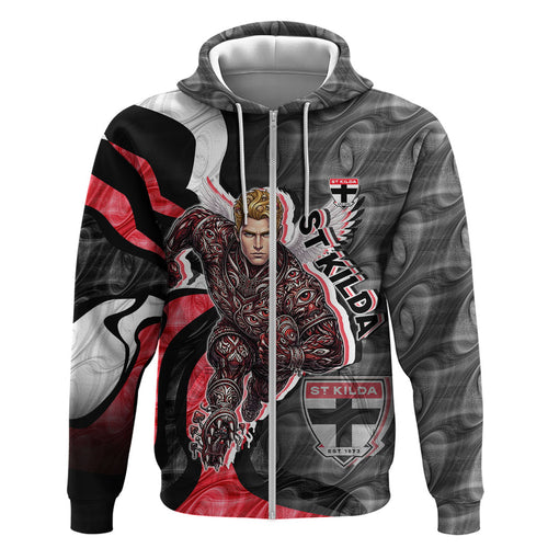 Personalised St Kilda Saints Hoodie Trippy Psychedelic Abstract Art Mascot Football Fans