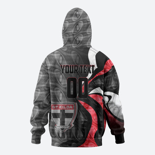 Personalised St Kilda Saints Hoodie Trippy Psychedelic Abstract Art Mascot Football Fans
