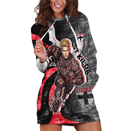 Personalised St Kilda Saints Hoodie Dress Trippy Psychedelic Abstract Art Mascot Football Fans