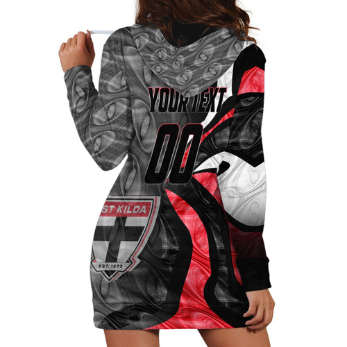 Personalised St Kilda Saints Hoodie Dress Trippy Psychedelic Abstract Art Mascot Football Fans