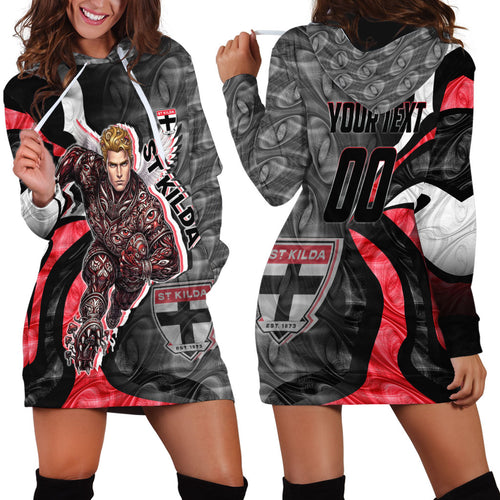 Personalised St Kilda Saints Hoodie Dress Trippy Psychedelic Abstract Art Mascot Football Fans