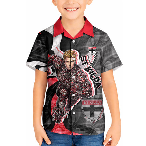 Personalised St Kilda Saints Kid Hawaiian Shirt Trippy Psychedelic Abstract Art Mascot Football Fans