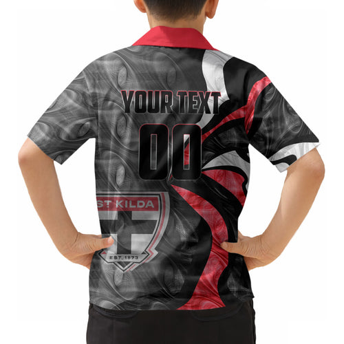 Personalised St Kilda Saints Kid Hawaiian Shirt Trippy Psychedelic Abstract Art Mascot Football Fans