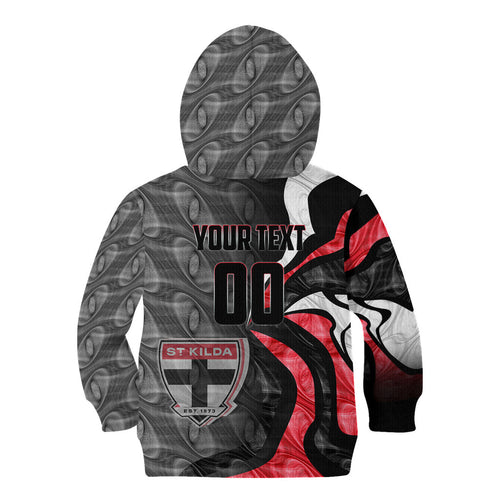 Personalised St Kilda Saints Kid Hoodie Trippy Psychedelic Abstract Art Mascot Football Fans