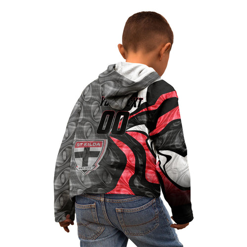 Personalised St Kilda Saints Kid Hoodie Trippy Psychedelic Abstract Art Mascot Football Fans