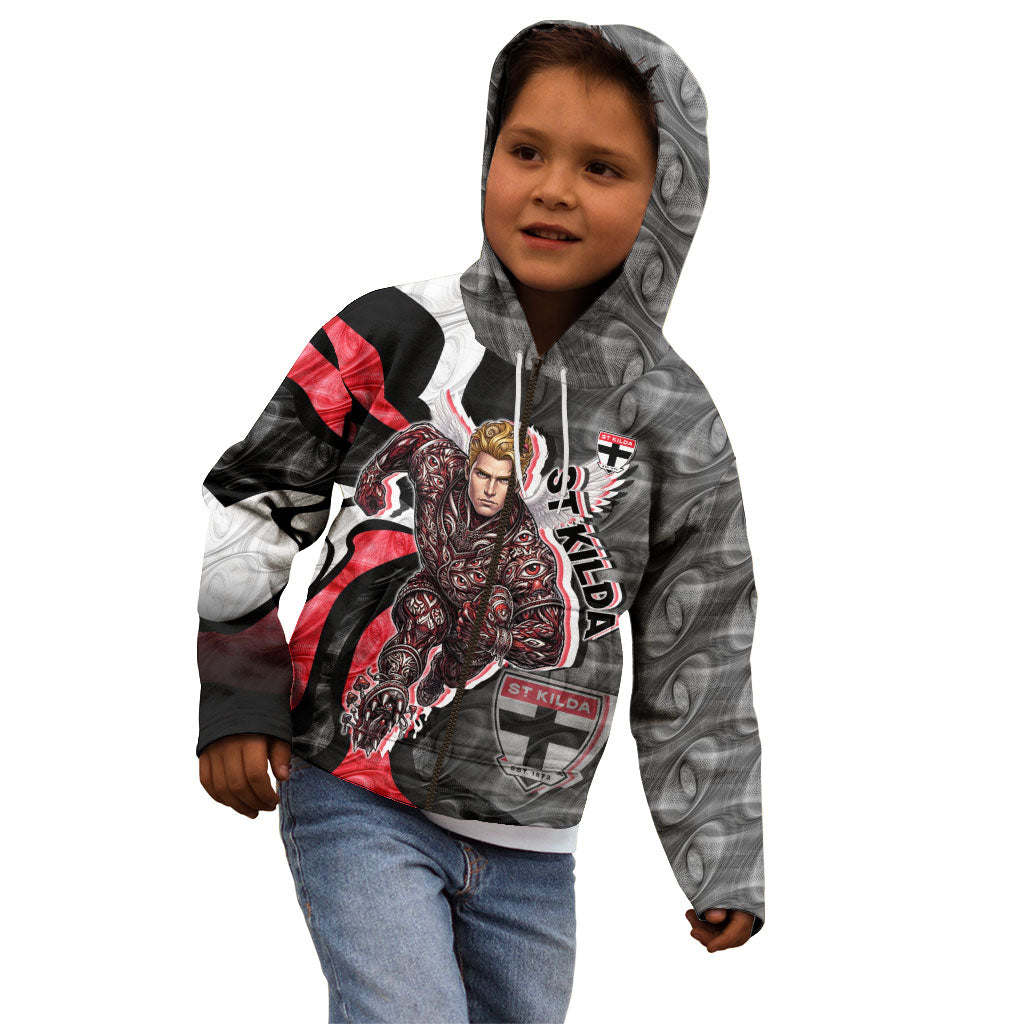 Personalised St Kilda Saints Kid Hoodie Trippy Psychedelic Abstract Art Mascot Football Fans