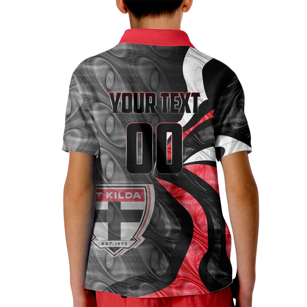 Personalised St Kilda Saints Kid Polo Shirt Trippy Psychedelic Abstract Art Mascot Football Fans