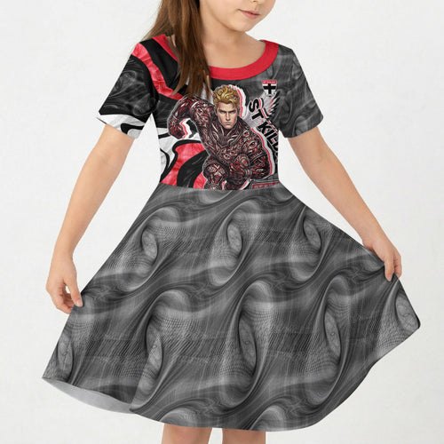 Personalised St Kilda Saints Kid Short Sleeve Dress Trippy Psychedelic Abstract Art Mascot Football Fans