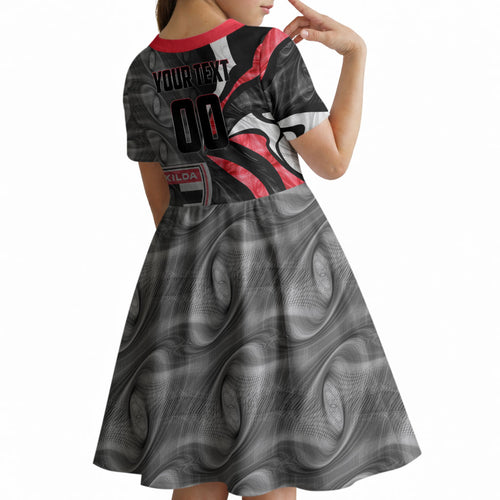 Personalised St Kilda Saints Kid Short Sleeve Dress Trippy Psychedelic Abstract Art Mascot Football Fans