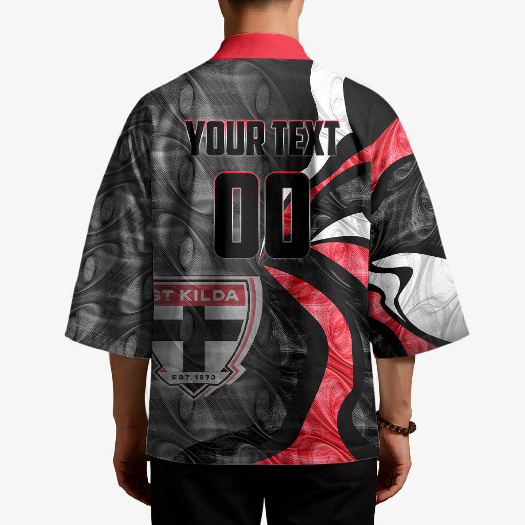 Personalised St Kilda Saints Kimono Trippy Psychedelic Abstract Art Mascot Football Fans
