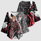Personalised St Kilda Saints Kimono Sleeve Blouse Trippy Psychedelic Abstract Art Mascot Football Fans
