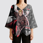 Personalised St Kilda Saints Kimono Sleeve Blouse Trippy Psychedelic Abstract Art Mascot Football Fans