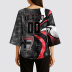 Personalised St Kilda Saints Kimono Sleeve Blouse Trippy Psychedelic Abstract Art Mascot Football Fans