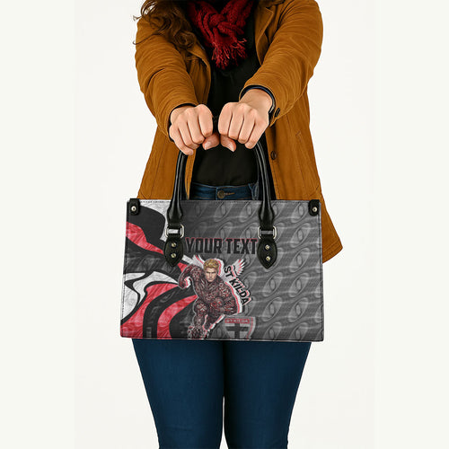 Personalised St Kilda Saints Leather Bag Trippy Psychedelic Abstract Art Mascot Football Fans
