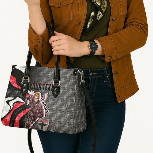 Personalised St Kilda Saints Leather Bag Trippy Psychedelic Abstract Art Mascot Football Fans