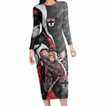 Personalised St Kilda Saints Long Sleeve Bodycon Dress Trippy Psychedelic Abstract Art Mascot Football Fans