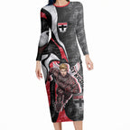 Personalised St Kilda Saints Long Sleeve Bodycon Dress Trippy Psychedelic Abstract Art Mascot Football Fans