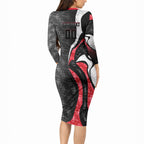 Personalised St Kilda Saints Long Sleeve Bodycon Dress Trippy Psychedelic Abstract Art Mascot Football Fans