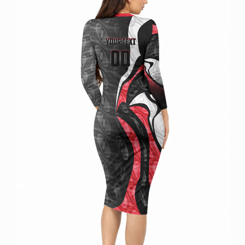Personalised St Kilda Saints Long Sleeve Bodycon Dress Trippy Psychedelic Abstract Art Mascot Football Fans