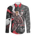 Personalised St Kilda Saints Long Sleeve Button Shirt Trippy Psychedelic Abstract Art Mascot Football Fans