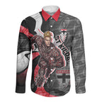 Personalised St Kilda Saints Long Sleeve Button Shirt Trippy Psychedelic Abstract Art Mascot Football Fans