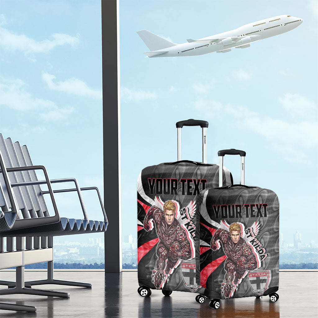 Personalised St Kilda Saints Luggage Cover Trippy Psychedelic Abstract Art Mascot Football Fans