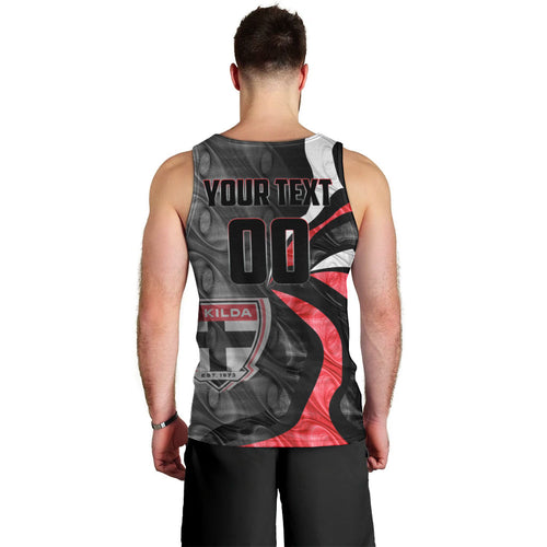 Personalised St Kilda Saints Men Tank Top Trippy Psychedelic Abstract Art Mascot Football Fans