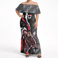 Personalised St Kilda Saints Off Shoulder Maxi Dress Trippy Psychedelic Abstract Art Mascot Football Fans