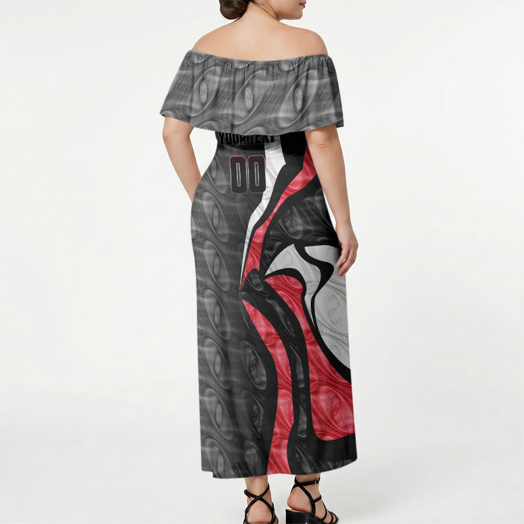 Personalised St Kilda Saints Off Shoulder Maxi Dress Trippy Psychedelic Abstract Art Mascot Football Fans