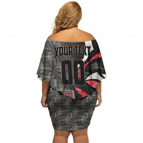 Personalised St Kilda Saints Off Shoulder Short Dress Trippy Psychedelic Abstract Art Mascot Football Fans