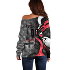 Personalised St Kilda Saints Off Shoulder Sweater Trippy Psychedelic Abstract Art Mascot Football Fans