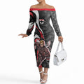 Personalised St Kilda Saints Off The Shoulder Long Sleeve Dress Trippy Psychedelic Abstract Art Mascot Football Fans