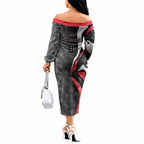 Personalised St Kilda Saints Off The Shoulder Long Sleeve Dress Trippy Psychedelic Abstract Art Mascot Football Fans