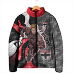 Personalised St Kilda Saints Padded Jacket Trippy Psychedelic Abstract Art Mascot Football Fans
