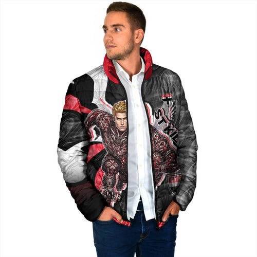 Personalised St Kilda Saints Padded Jacket Trippy Psychedelic Abstract Art Mascot Football Fans
