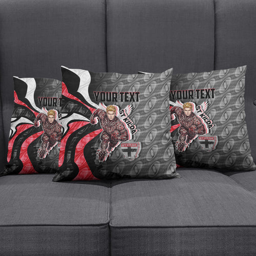 Personalised St Kilda Saints Pillow Cover Trippy Psychedelic Abstract Art Mascot Football Fans