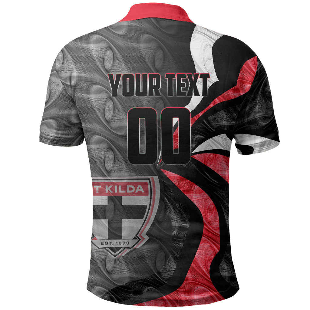Personalised St Kilda Saints Polo Shirt Trippy Psychedelic Abstract Art Mascot Football Fans