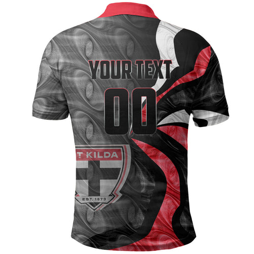 Personalised St Kilda Saints Polo Shirt Trippy Psychedelic Abstract Art Mascot Football Fans