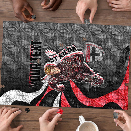 Personalised St Kilda Saints Puzzle Trippy Psychedelic Abstract Art Mascot Football Fans