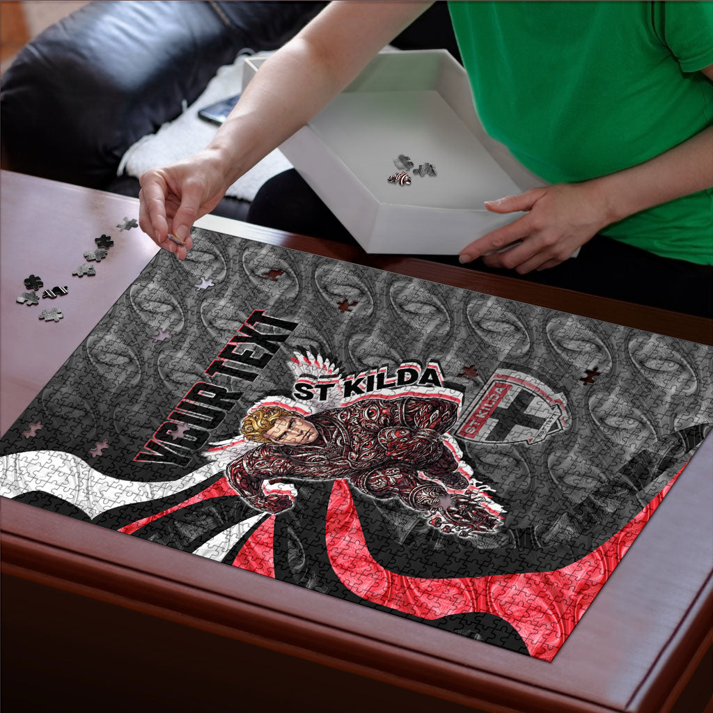 Personalised St Kilda Saints Puzzle Trippy Psychedelic Abstract Art Mascot Football Fans